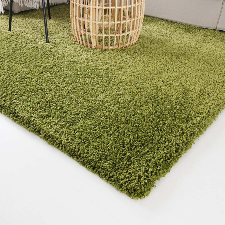 Ebern Designs Aloysia High Pile Shaggy Green Rug Wayfair.co.uk